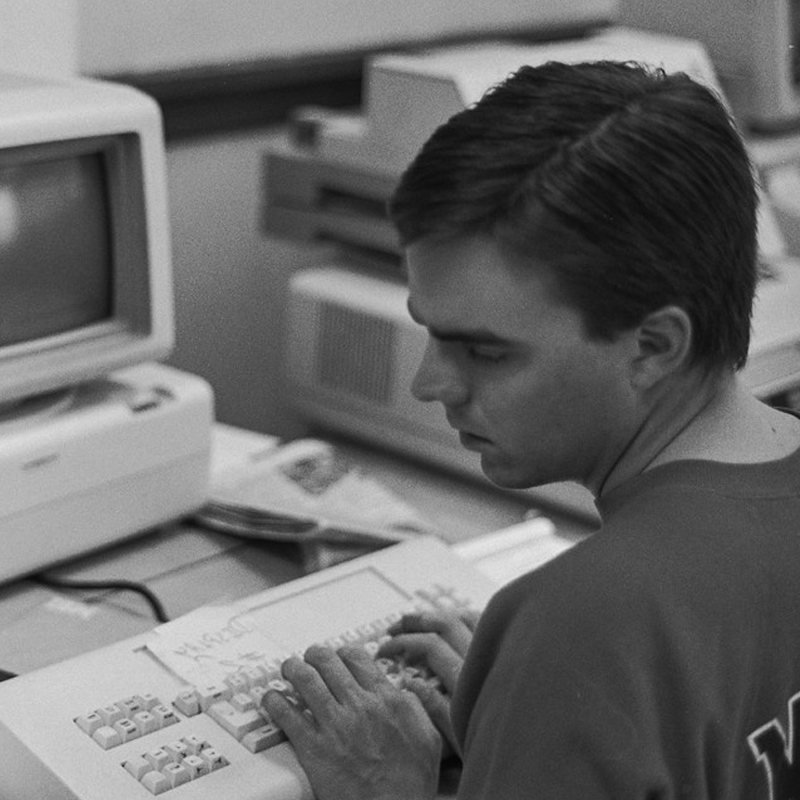 Student works at a computer in 1984.